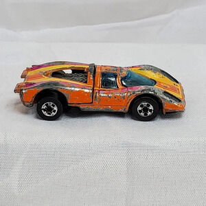 Hot Wheels Vintage PORSCHE P-917 1977 Flying Colors diecast orange car blackwall
